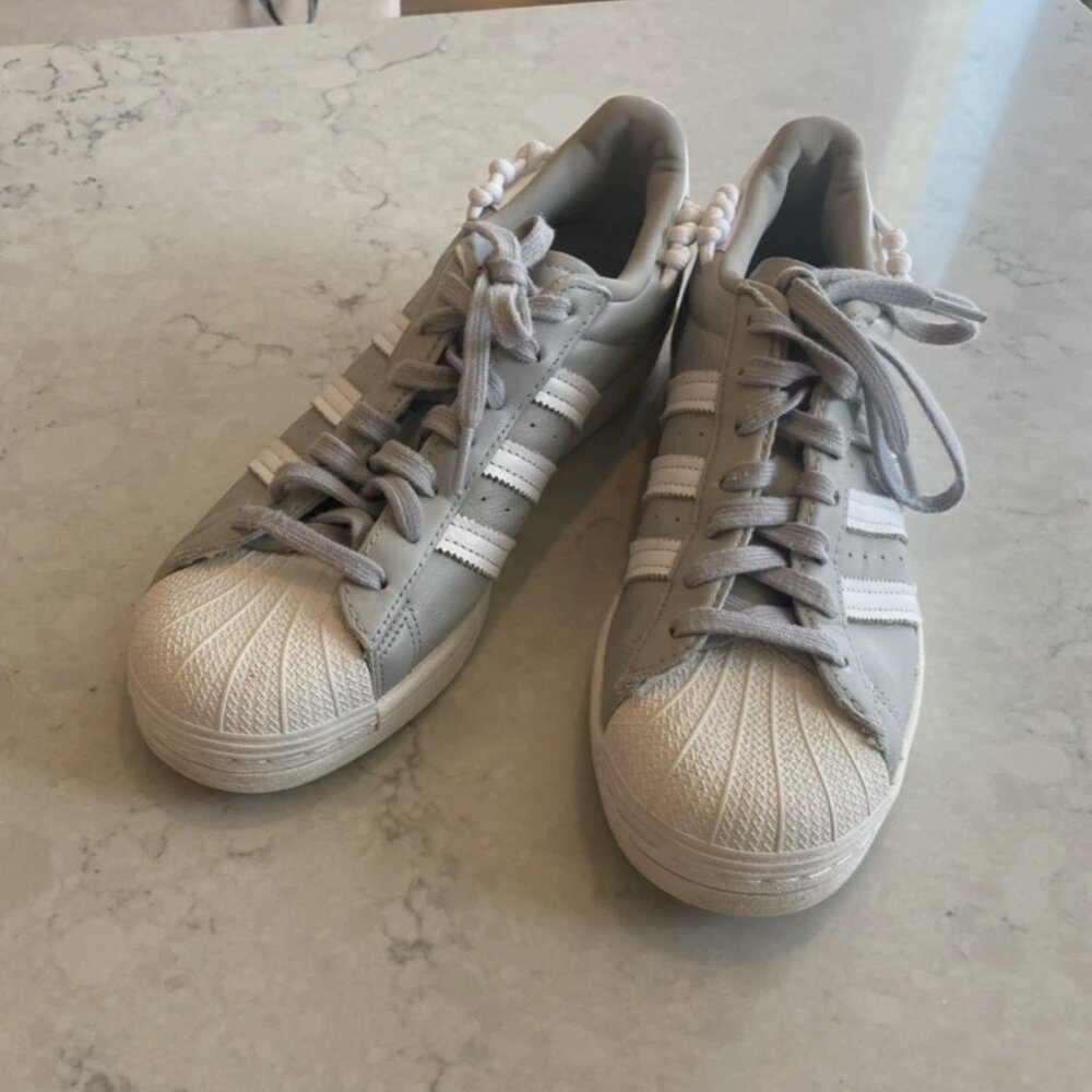 EUC Adidas Superstar Knotted Rope Shoes - Women's Size 8 in Grey White w/ No Box